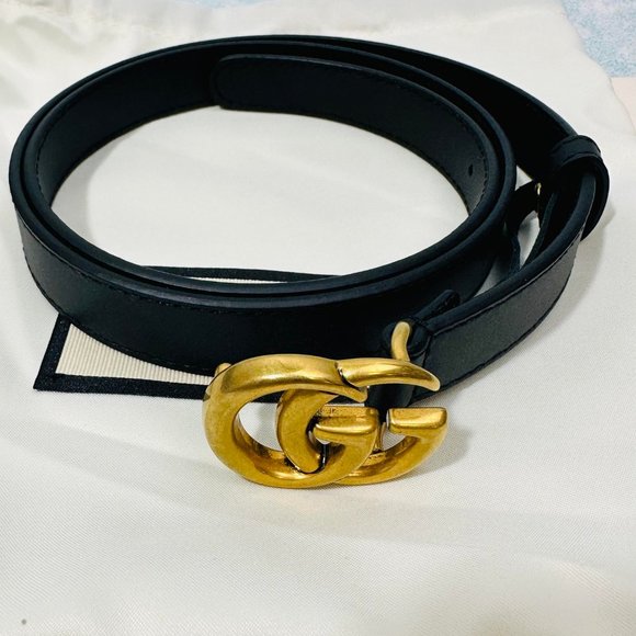 Gucci ‎409417AP00T 1000  Slim Leather Belt   Double Buckle Size 34/85 main image 4